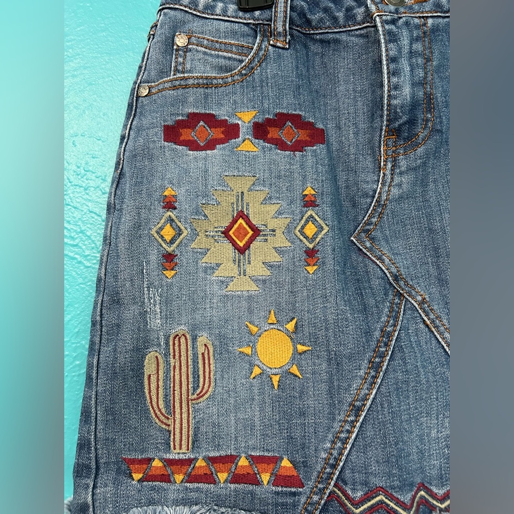 🌸Stetson LADIES SOUTHWESTERN EMBROIDERED DENIM JEAN SKIRT - Picture 5 of 8